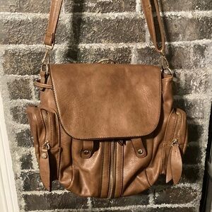 Faux Leather Handbag Multiple Pockets and Compartments